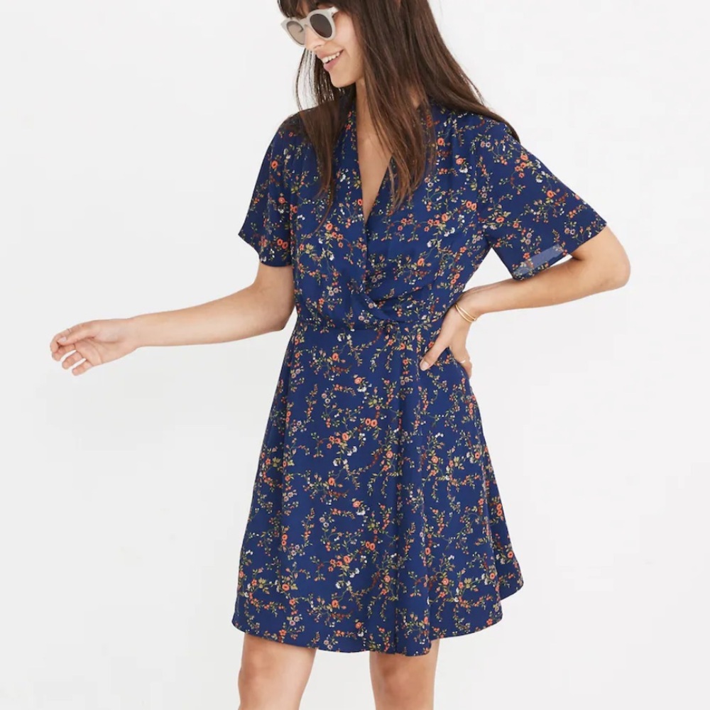 Madewell Amaranth Wrap Dress in Moonless Floral